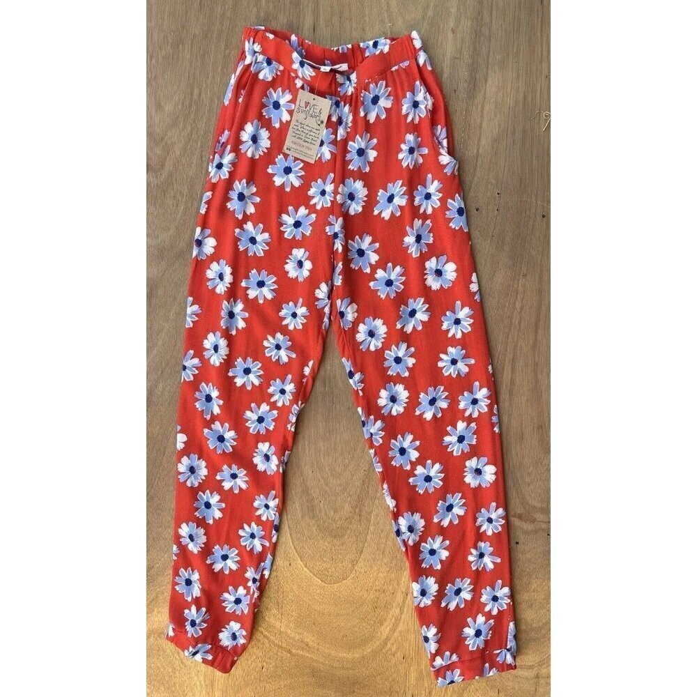Love & Sunflower Girls Summer Floral Print Casual Pants Orange Size L - Picture 1 of 15